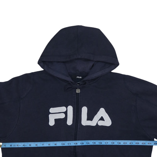 Fila Men's Blue Full Zip Hoodie L Sports Logo Fleece Sweatshirt