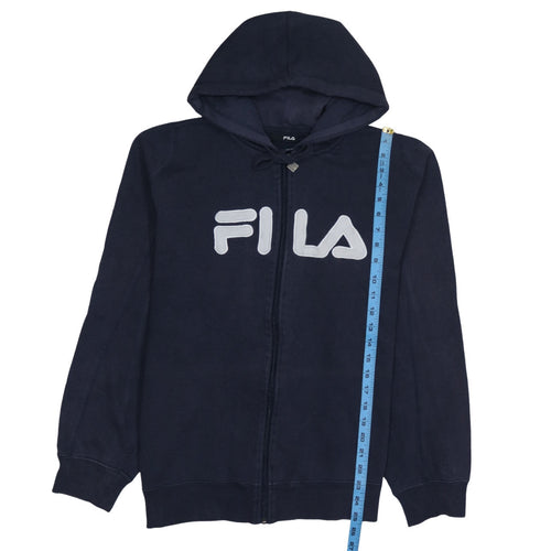 Fila Men's Blue Full Zip Hoodie L Sports Logo Fleece Sweatshirt