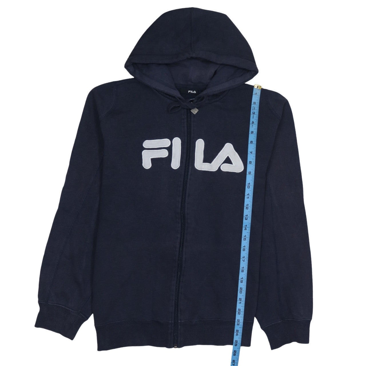 Fila Men's Blue Full Zip Hoodie L Sports Logo Fleece Sweatshirt
