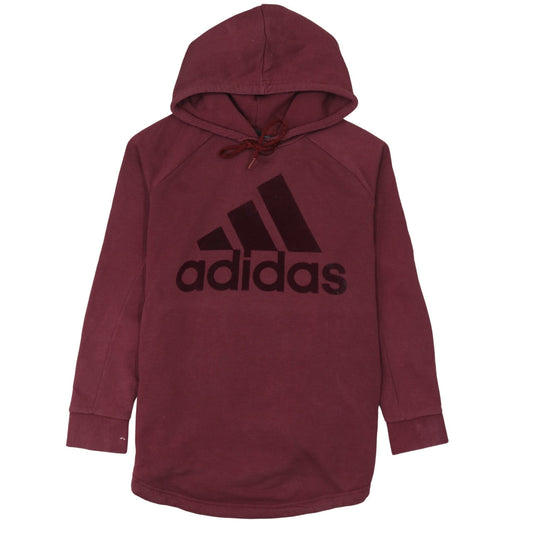 Adidas Women Burgundy Hoodie L 16-18 Pullover Hooded Sweatshirt