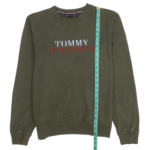 Tommy Hilfiger Men's Green Embroidered Logo Sweatshirt Size M
