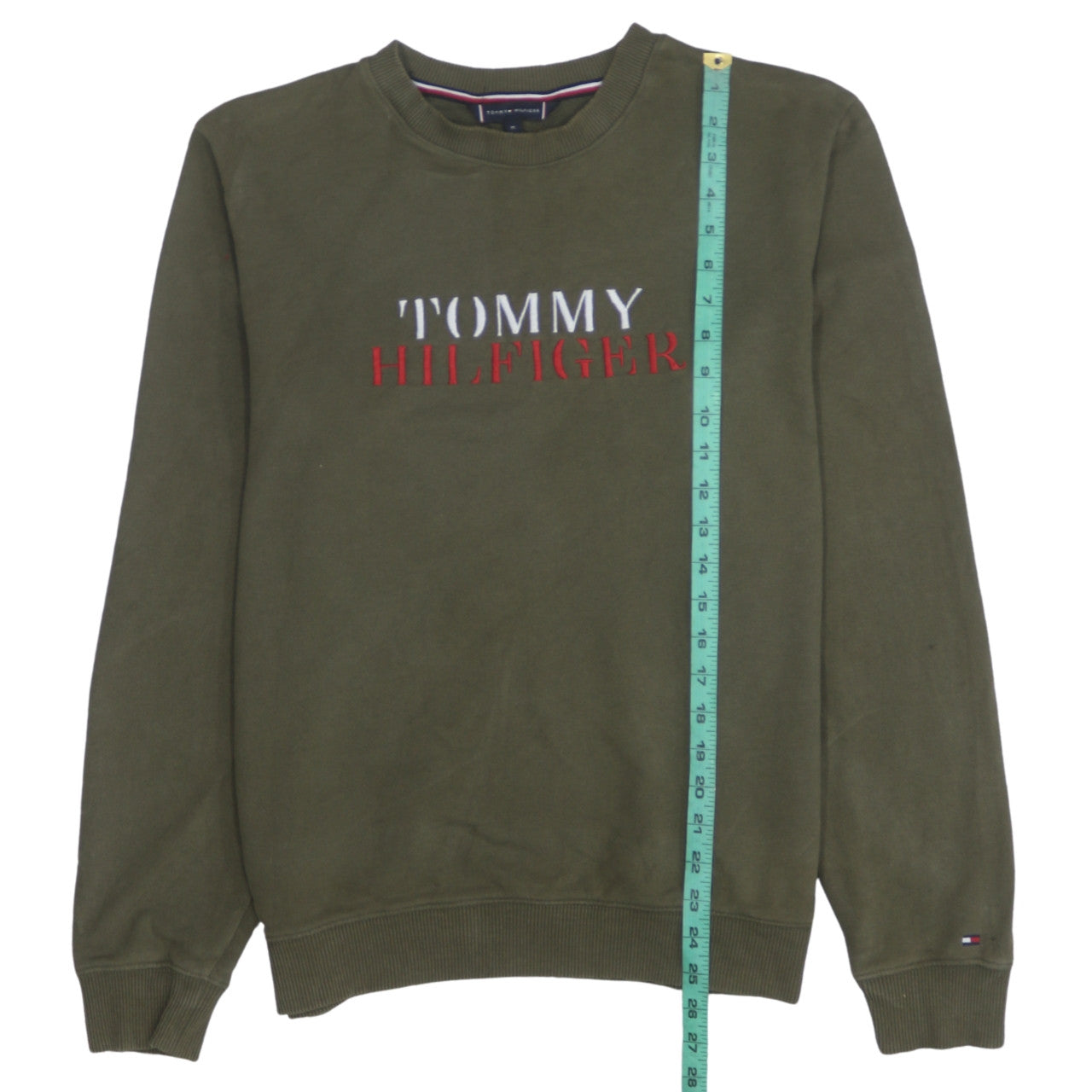 Tommy Hilfiger Men's Green Embroidered Logo Sweatshirt Size M
