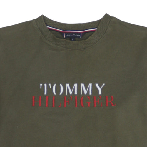 Tommy Hilfiger Men's Green Embroidered Logo Sweatshirt Size M