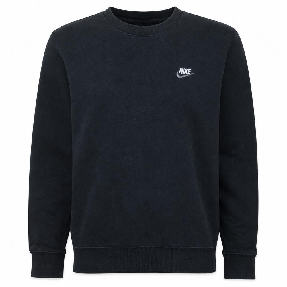 Front view of Nike Men's Black Crew Neck Cotton Sweatshirt, size S