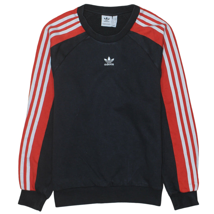 Adidas Women Black Red Crew Neck Long Sleeve Sweatshirt XS
