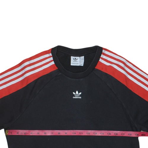 Adidas Women Black Red Crew Neck Long Sleeve Sweatshirt XS