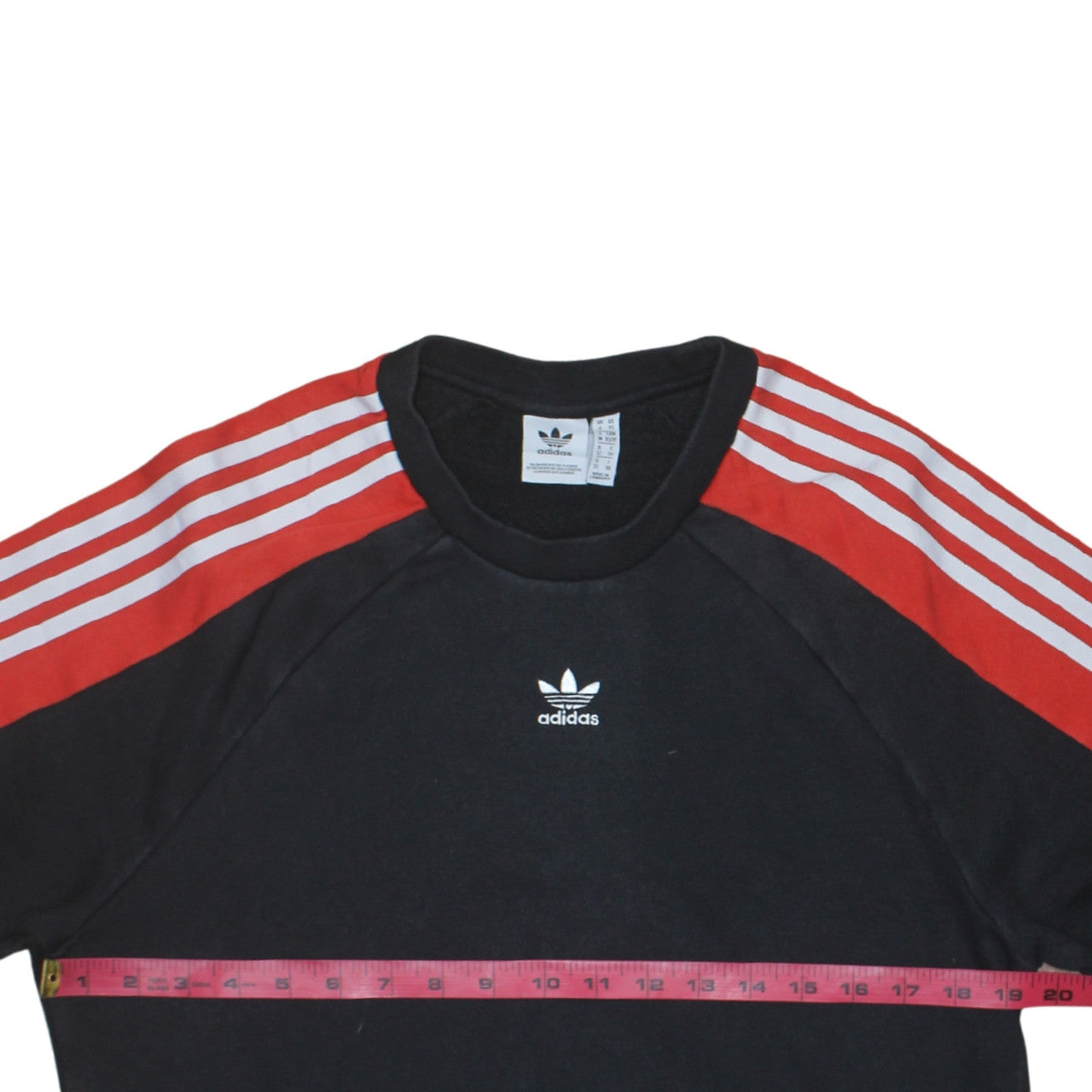 Adidas Women Black Red Crew Neck Long Sleeve Sweatshirt XS