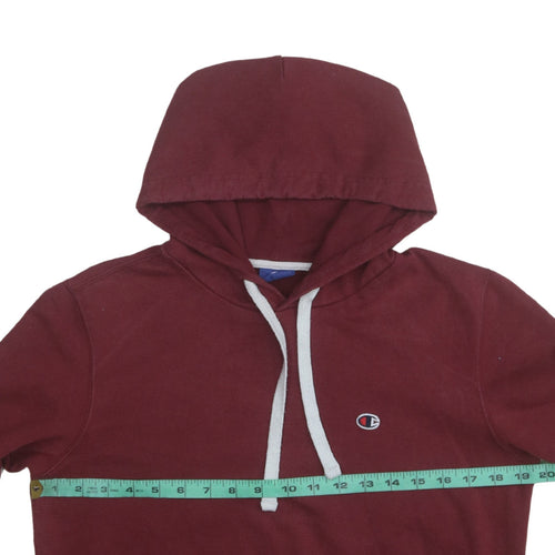 Champion Men's Red Pullover Hoodie Medium Logo Cotton Blend