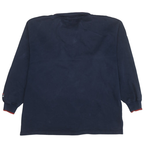 Fila Men's Blue 1/4 Zip Embroidered Logo Sweatshirt Size L