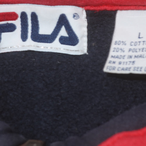 Fila Men's Blue 1/4 Zip Embroidered Logo Sweatshirt Size L