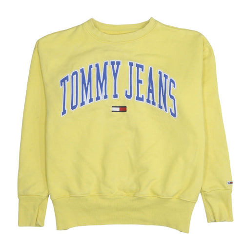 Tommy Jeans Women's Yellow Cotton Crew Neck Pullover Sweatshirt M