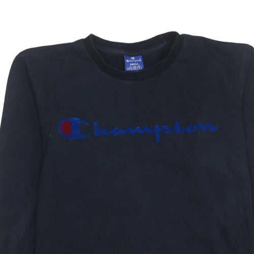 Champion Men's Blue Small Pullover Sweatshirt Crew Neck Logo