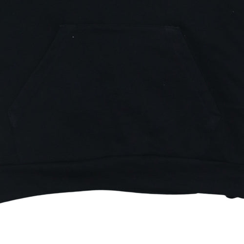 Adidas Womens Black Pullover Hoodie Size 12-14 Logo Print Cotton Blend