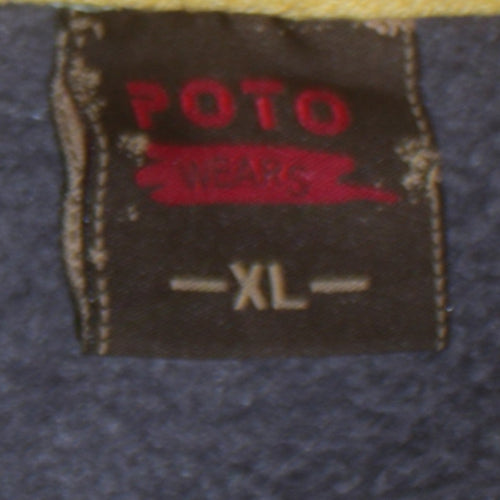Poto Wears Mens Black XL Full Zip Dragon Hoodie with Yellow Lining