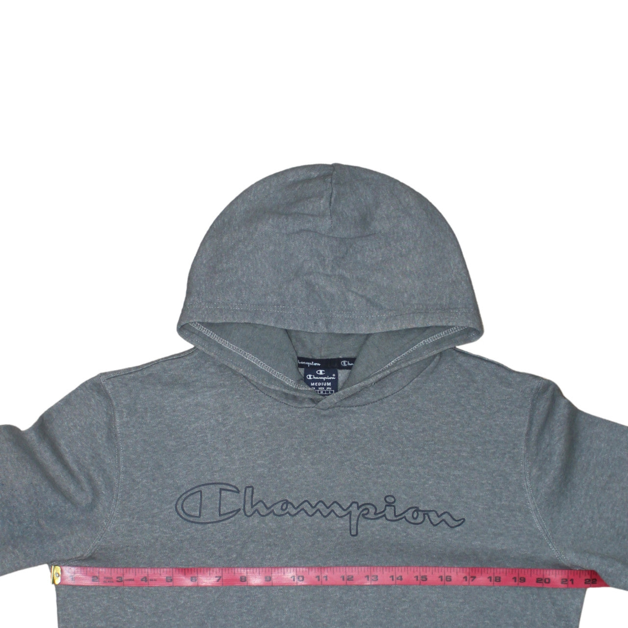 Champion Men's Grey Medium Pullover Hoodie with Logo Design