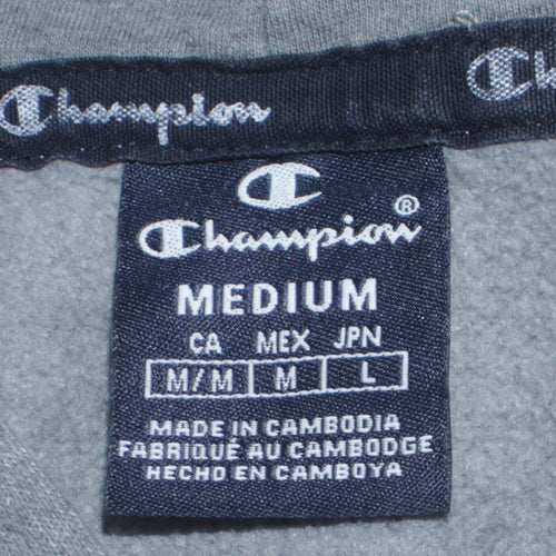Champion Men's Grey Medium Pullover Hoodie with Logo Design
