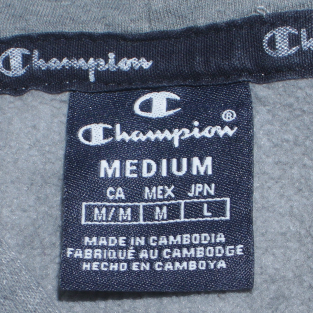 Champion Men's Grey Medium Pullover Hoodie with Logo Design