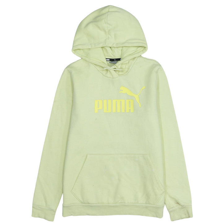 Puma Men's Yellow Pullover Hoodie M Logo Fleece Sweatshirt