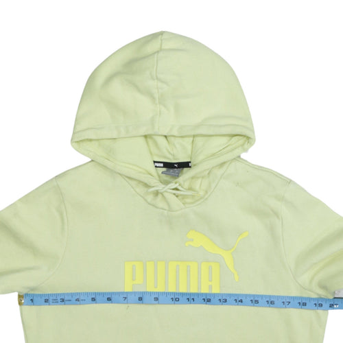 Puma Men's Yellow Pullover Hoodie M Logo Fleece Sweatshirt