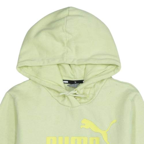 Puma Men's Yellow Pullover Hoodie M Logo Fleece Sweatshirt