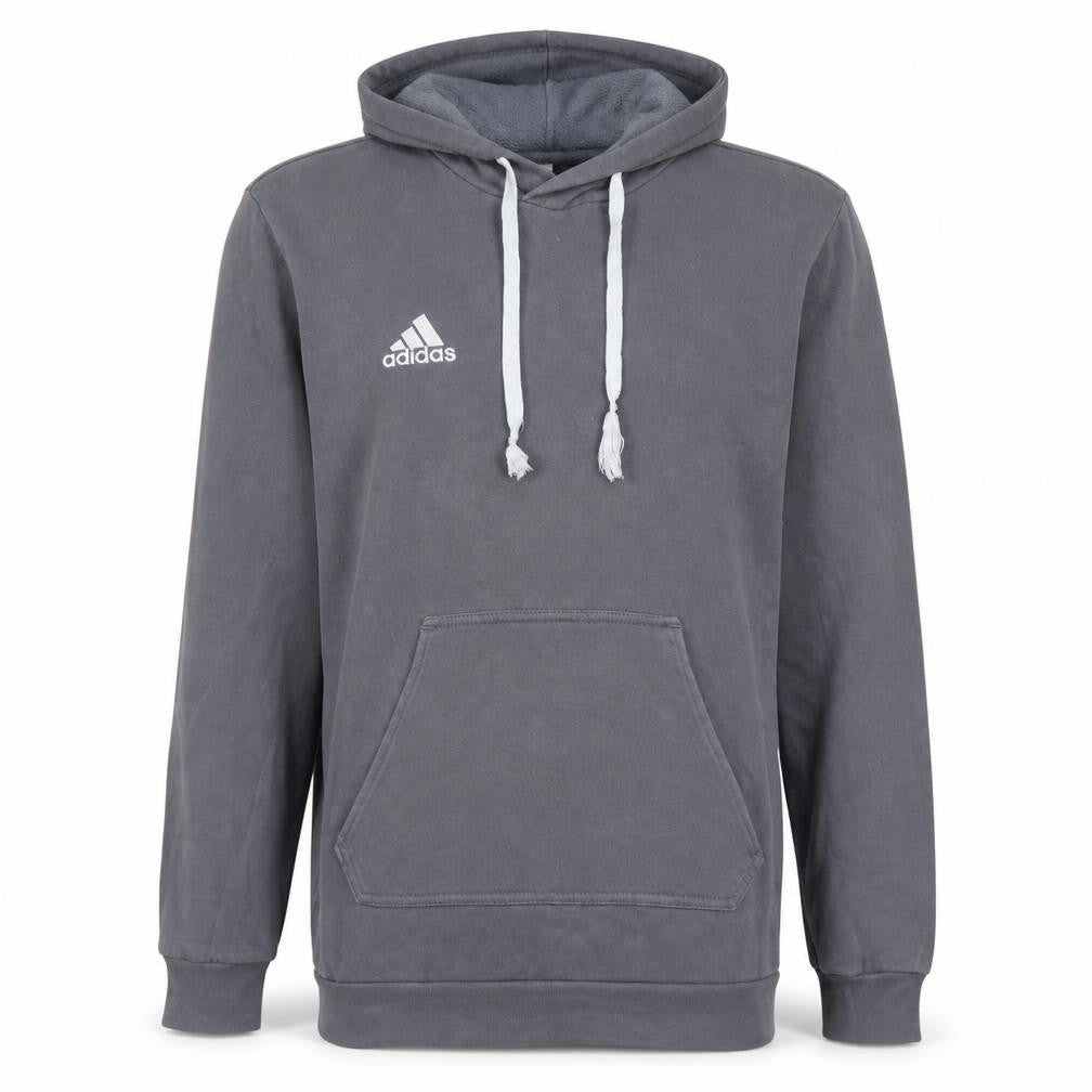 Front view of Adidas Men's Grey Pullover Hoodie Small Fleece Sportswear