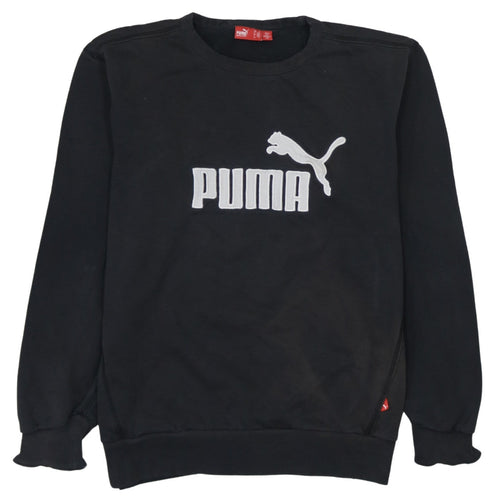 Puma Men's Black Crew Neck Logo Pullover Sweatshirt Size S