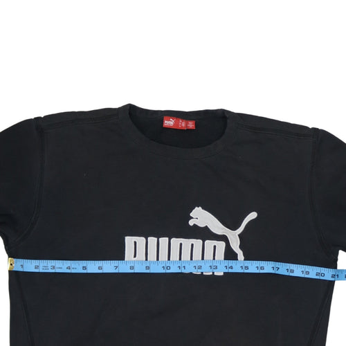Puma Men's Black Crew Neck Logo Pullover Sweatshirt Size S