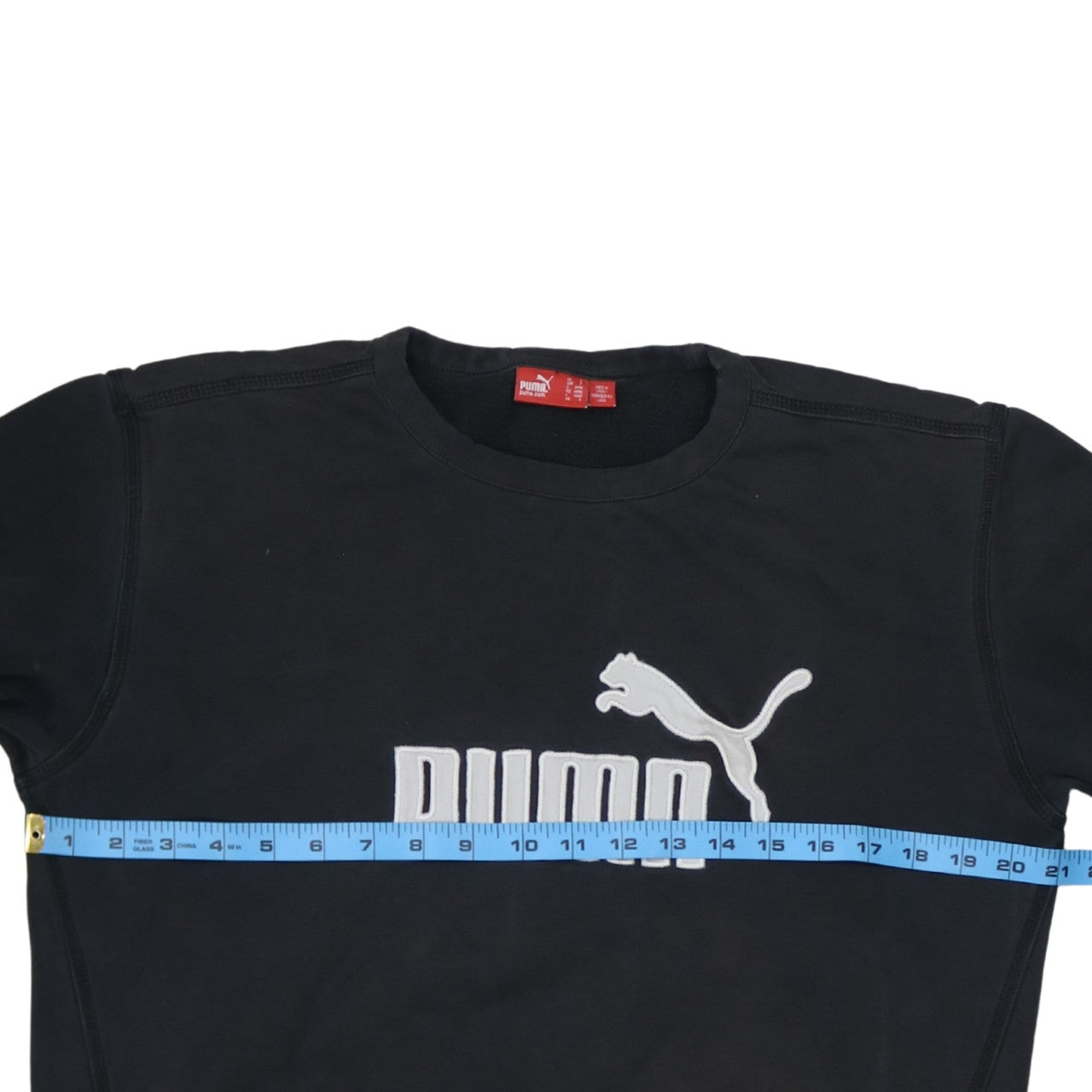 Puma Men's Black Crew Neck Logo Pullover Sweatshirt Size S