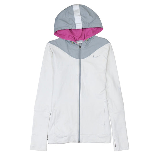 Nike Women's Grey White Full Zip Hoodie Size L 16/18 Hooded Sportswear