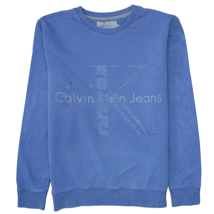 Calvin Klein Jeans Men's Blue Logo Pullover Sweatshirt L