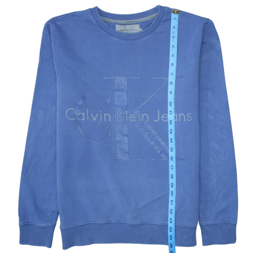 Calvin Klein Jeans Men's Blue Logo Pullover Sweatshirt L