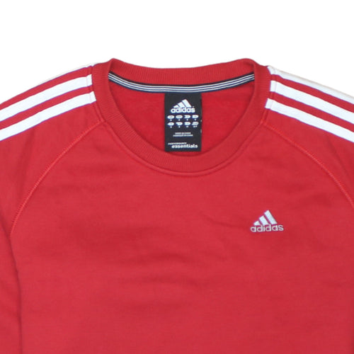 Adidas Men's Red Crew Neck Pullover Sweatshirt Size S Essentials