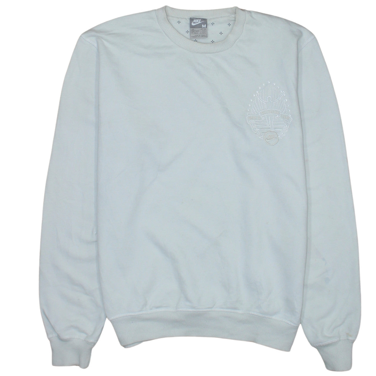 Nike Men's White Embroidered Logo Pullover Sweatshirt M Regular Fit