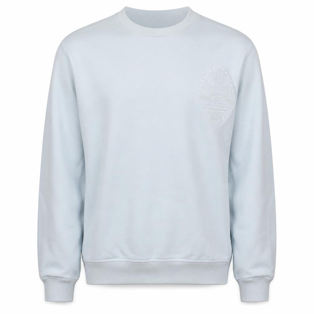 Front view of Nike Men's White Embroidered Logo Pullover Sweatshirt M Regular Fit