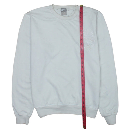 Nike Men's White Embroidered Logo Pullover Sweatshirt M Regular Fit