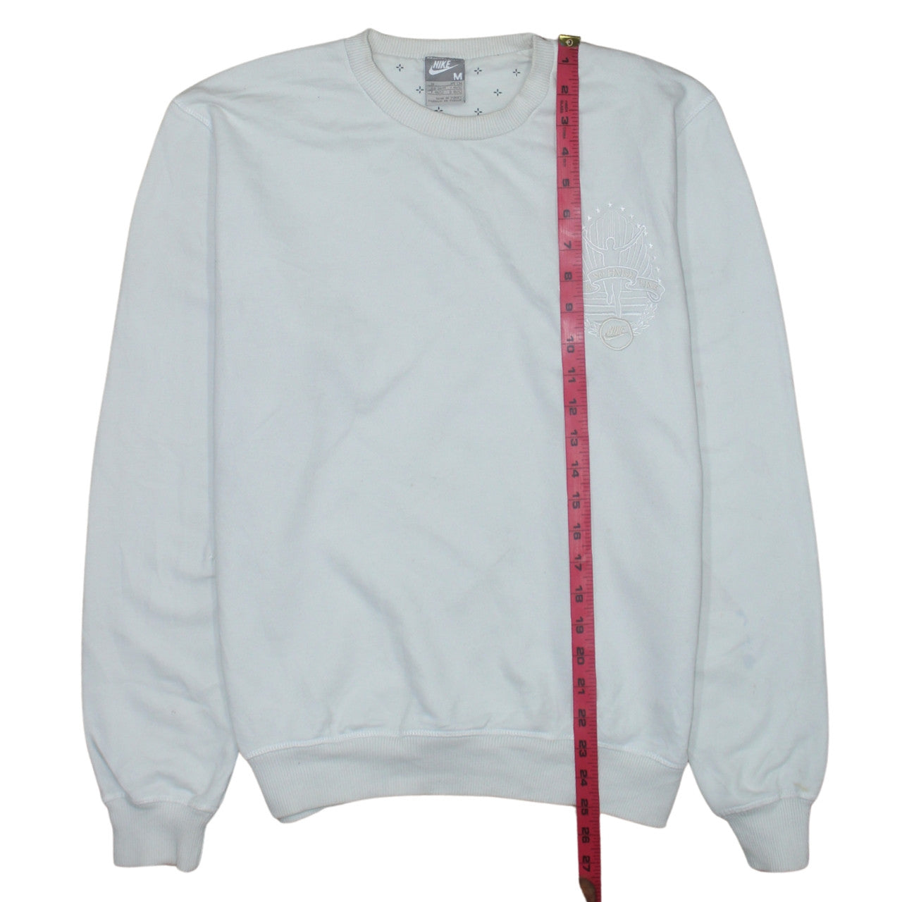 Nike Men's White Embroidered Logo Pullover Sweatshirt M Regular Fit