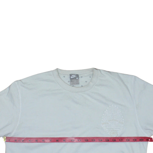 Nike Men's White Embroidered Logo Pullover Sweatshirt M Regular Fit