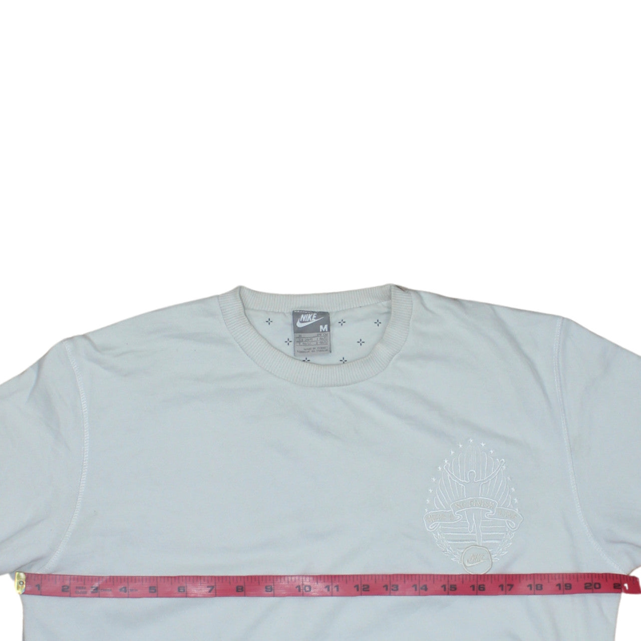 Nike Men's White Embroidered Logo Pullover Sweatshirt M Regular Fit