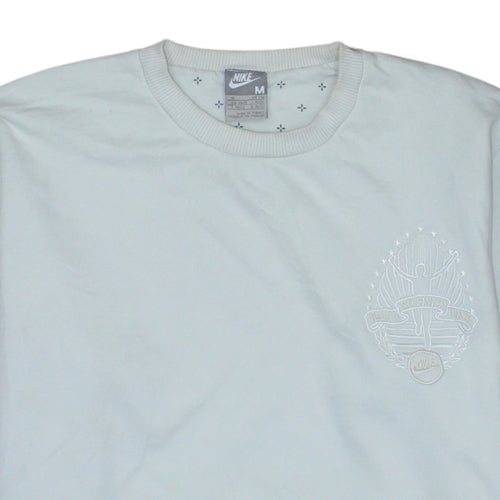Nike Men's White Embroidered Logo Pullover Sweatshirt M Regular Fit