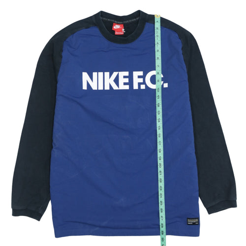 Nike F.C. Mens Blue Pullover Sweatshirt L Crew Neck Long Sleeve