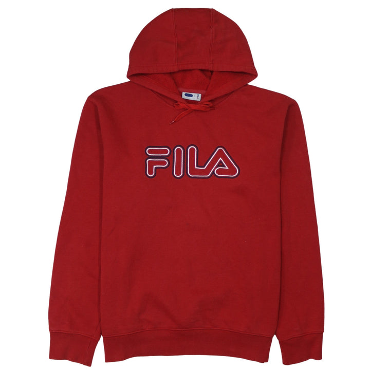FILA Men’s Red Pullover Hoodie L Logo Fleece Sportswear