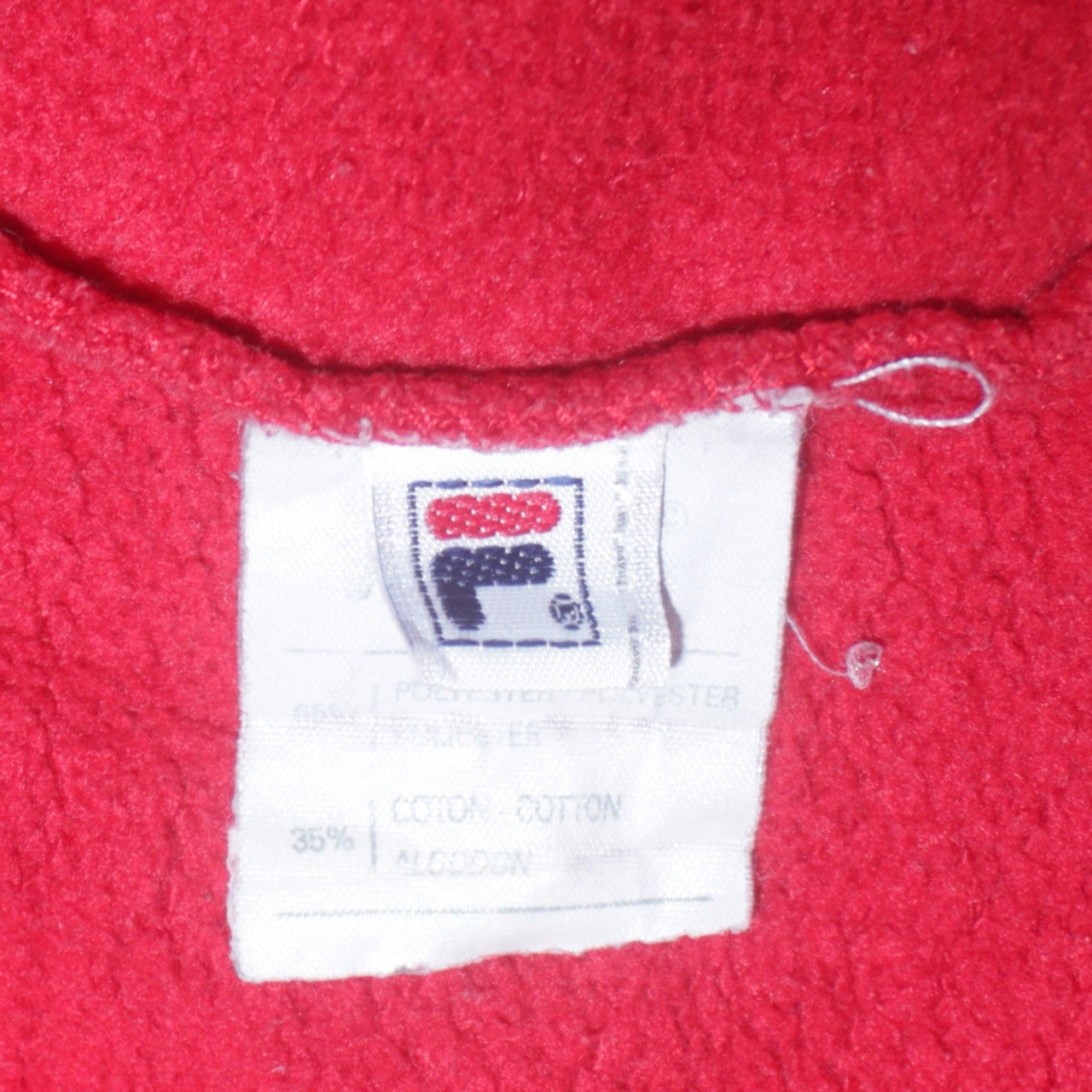 FILA Men’s Red Pullover Hoodie L Logo Fleece Sportswear