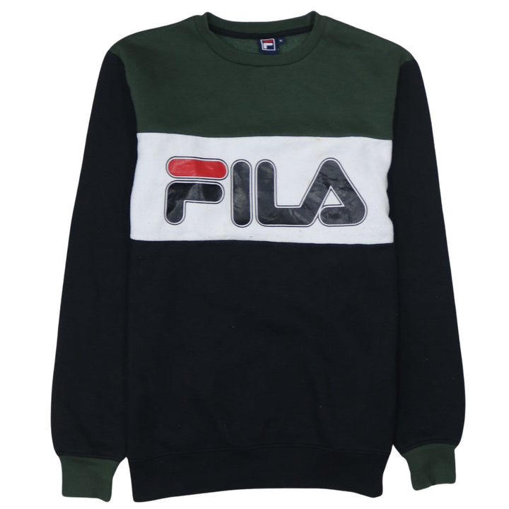 Fila Mens Green Black White Colourblock Logo Sweatshirt Size S