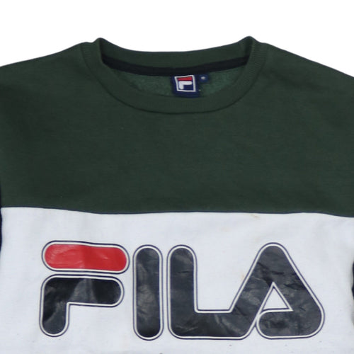 Fila Mens Green Black White Colourblock Logo Sweatshirt Size S