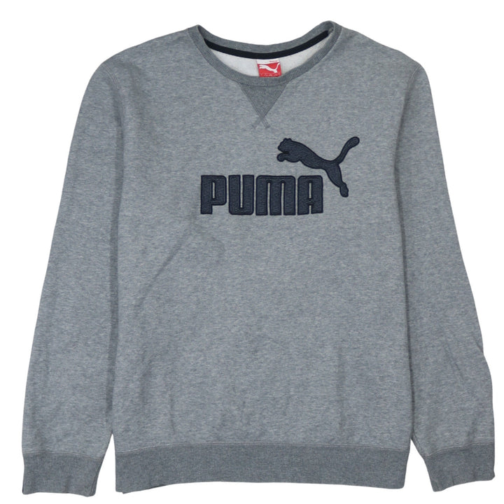 Puma Mens Grey L Crew Neck Pullover Sweatshirt Embroidered Logo