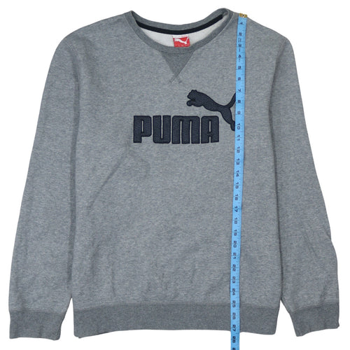 Puma Mens Grey L Crew Neck Pullover Sweatshirt Embroidered Logo