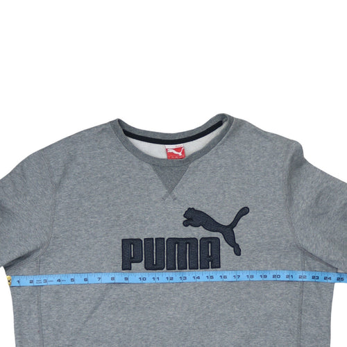 Puma Mens Grey L Crew Neck Pullover Sweatshirt Embroidered Logo