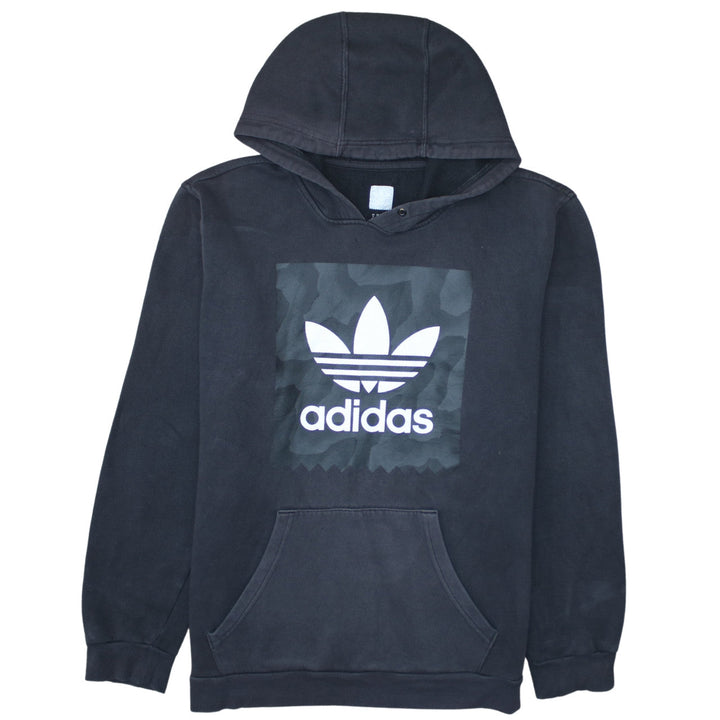 Adidas Men's Black Pullover Hoodie M Trefoil Logo Fleece Sweatshirt