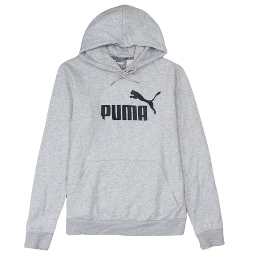 Puma Women Grey Logo Pullover Hoodie Size 14 Cotton Blend