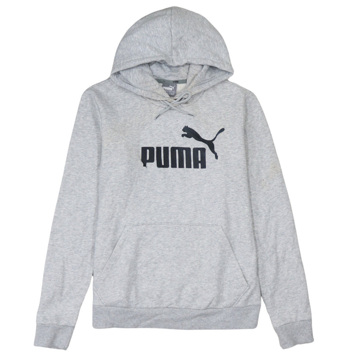 Puma Women Grey Logo Pullover Hoodie Size 14 Cotton Blend